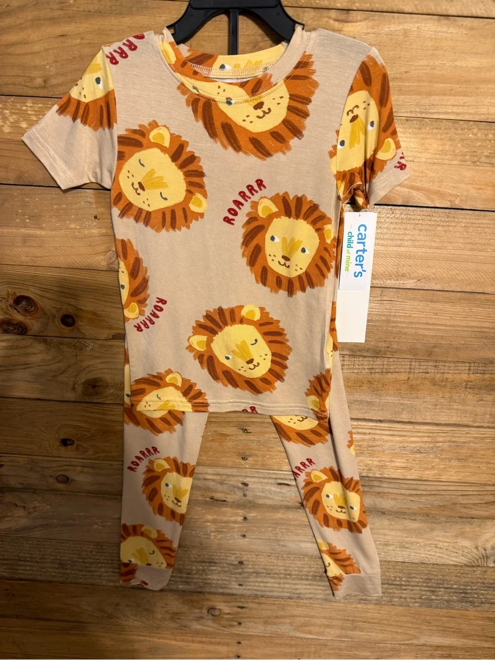 Carter's Tan Lion Print Short-Sleeve Pajama Set